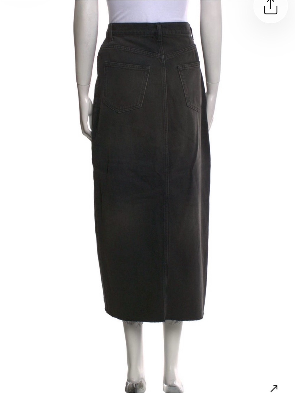 Reformation Black Denim Midi Skirt with Front Slit - Picture 2 of 8